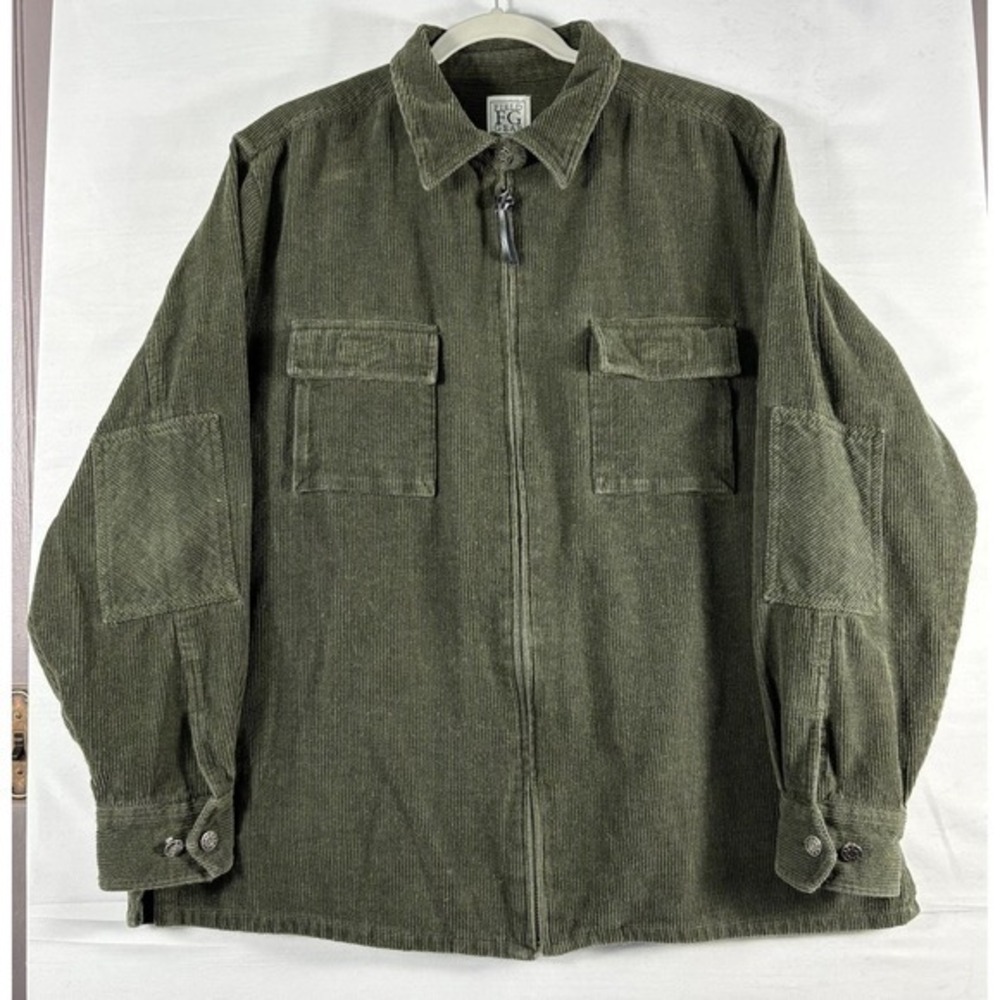 Field Gear vintage womens corduroy‎ green unlined jacket zip front